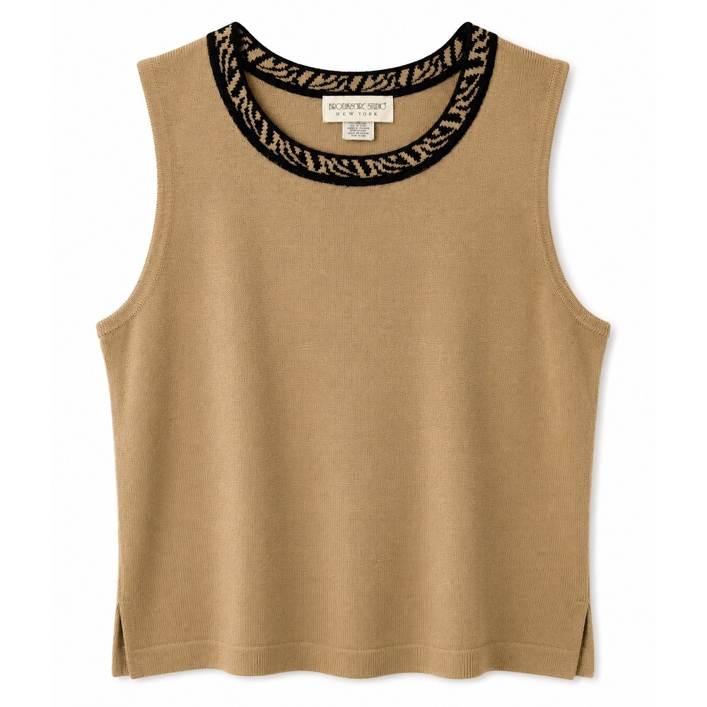 Brownstone‎ Studio New York Womens Tan Sleeveless Knit Sweater Shell Size 18